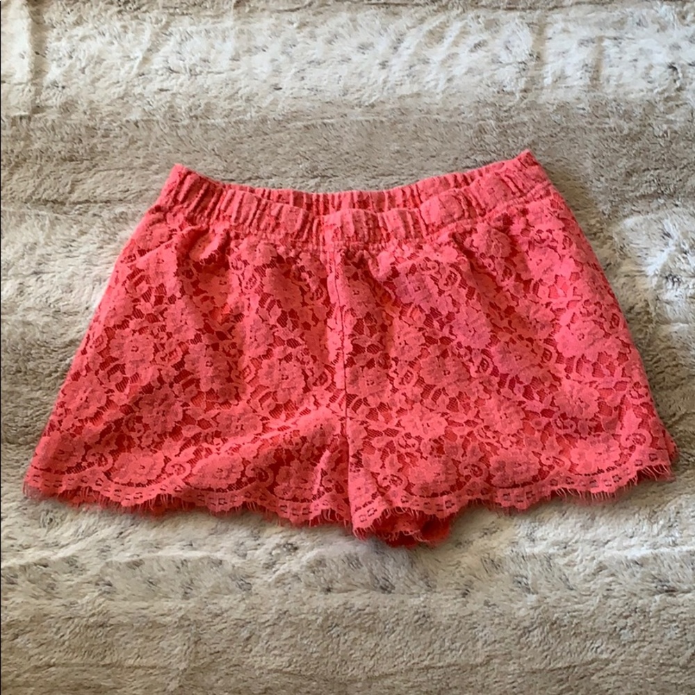Coral lace shorts